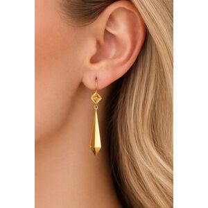 Vintage Estate Statement 585 14k Yellow Gold Teardrop Earrings Faceted